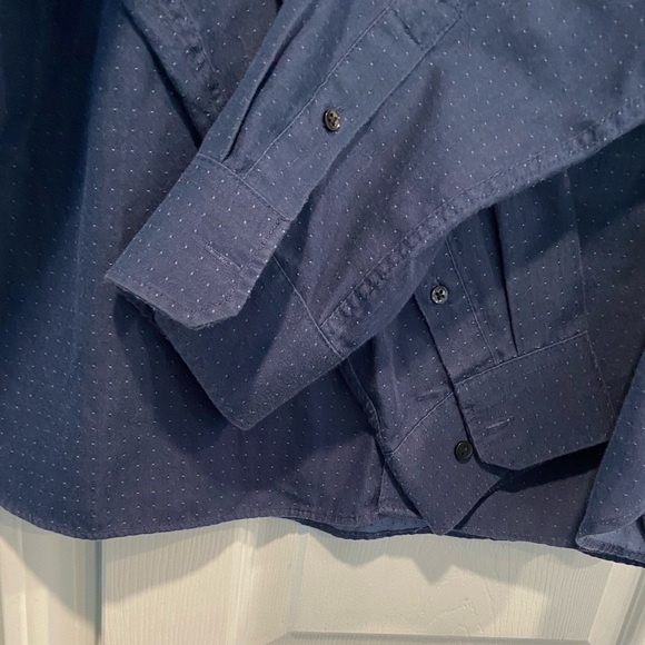 Van Heusen Mens Size XXL Blue Polka Dot Long Sleeve Button Down Shirt - Picture 4 of 11